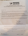 Providence Rescue Mission Letter
